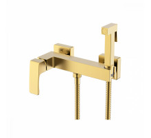 Смеситель Raglo R01.51.03 с гигиеническим душем настенный , сатин золотой