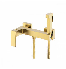 Смеситель Raglo R01.51.03 с гигиеническим душем настенный , сатин золотой