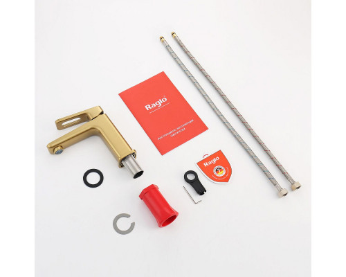 Смеситель Raglo R51.10.03 для раковины монолитный, сатин золотой