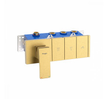 Смеситель Raglo R02.273.03 для ванны и душа встраиваемый на 3 режима (кнопочное управление), сатин золотой