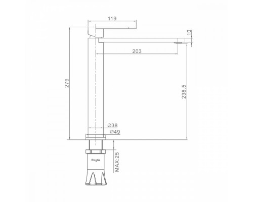 Смеситель Raglo R10.15.05 для раковины высокий монолитный, сатин