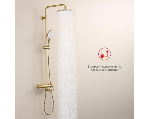 Душевая система Raglo R20.24.03 для ванны и душа излив поворотный 15 см, сатин золотой
