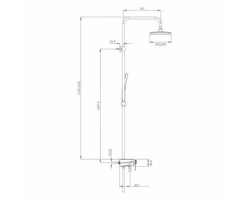 Душевая система Raglo R60.24.06 для ванны и душа излив-наполнитель, черный