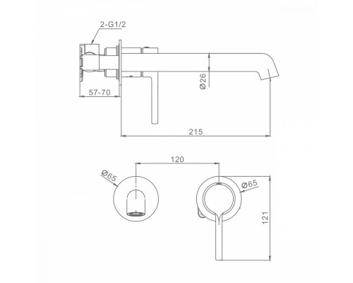 Смеситель Raglo R20.11.06 для раковины встраиваемый монолитный, черный