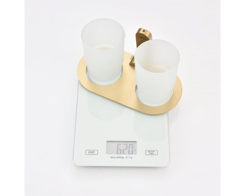 Стакан для зубных щеток с держателем Raglo R300.08.03 двойной,сатин золотой