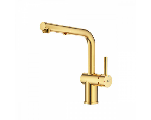 Смеситель Raglo R86.49.03 для кухни с выдвижным изливом, сатин золотой