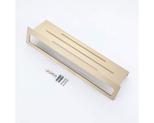 Полка для ванны и душа Raglo R340.04.03 прямая с держателем для полотенца 400 мм,сатин золотой