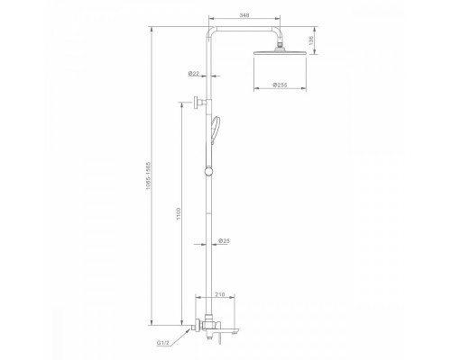 Душевая система Raglo R03.24.09 для ванны и душа излив поворотный 15 см, графит