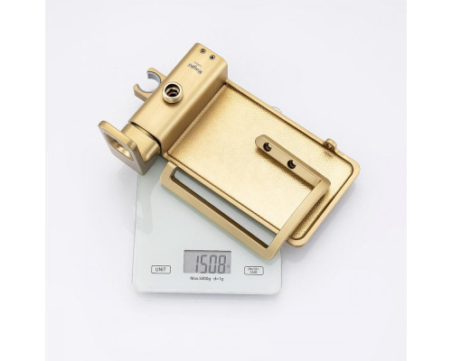 Смеситель Raglo R51.55.03 с гигиеническим душем встраиваемый с полкой и держателем бумаги, сатин золотой