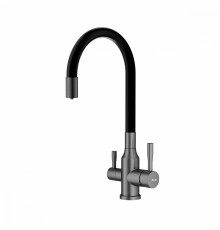 Смеситель Raglo R81.64.09 для кухни с подключением к фильтру излив гибкий поворотный, графит