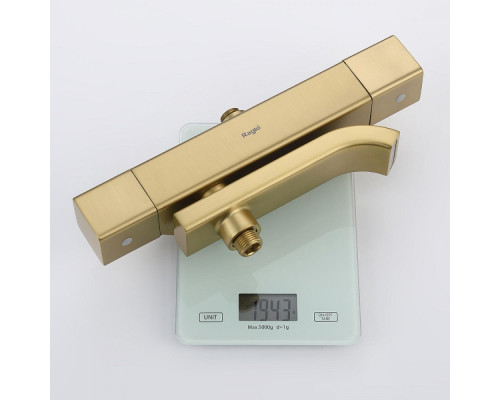 Душевая система Raglo R22.26.03 для ванны и душа с термостатом излив поворотный 15 см, сатин золотой