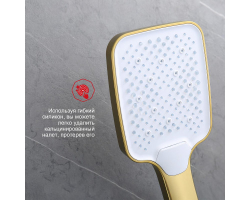 Смеситель Raglo R01.30.03 для ванны и душа настенный излив поворотный 15 см, сатин золотой