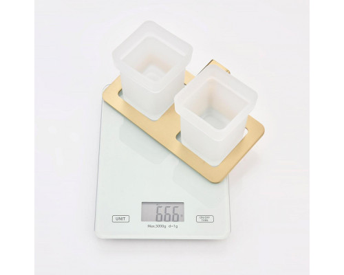 Стакан для зубных щеток с держателем Raglo R301.08.03 двойной,сатин золотой