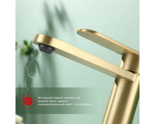 Смеситель Raglo R10.10.03 для раковины монолитный, сатин золотой