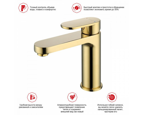 Смеситель Raglo R50.10.23 для раковины монолитный, золото