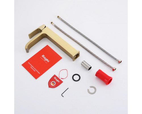 Смеситель Raglo R02.15.03 для раковины высокий монолитный, сатин золотой