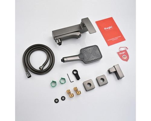 Смеситель Raglo R01.30.09 для ванны и душа настенный излив поворотный 15 см, графит