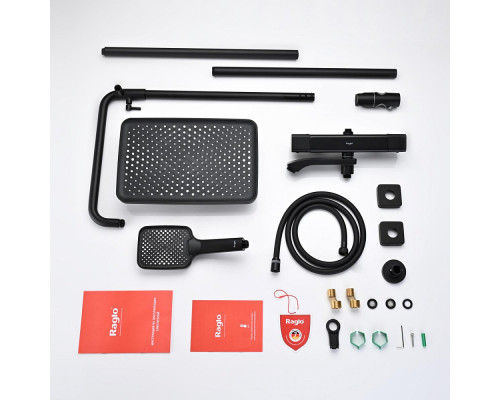 Душевая система Raglo R01.26.06 для ванны и душа с термостатом излив поворотный 15 см, черный