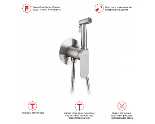 Смеситель Raglo R10.52.05 с гигиеническим душем встраиваемый , сатин