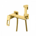 Смеситель Raglo R51.51.03 с гигиеническим душем настенный , сатин золотой