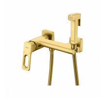 Смеситель Raglo R51.51.03 с гигиеническим душем настенный , сатин золотой