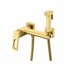 Смеситель Raglo R51.51.03 с гигиеническим душем настенный , сатин золотой