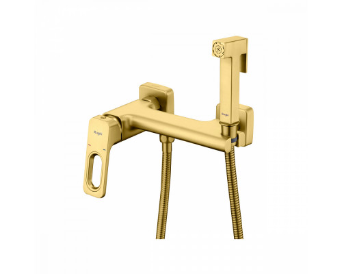 Смеситель Raglo R51.51.03 с гигиеническим душем настенный , сатин золотой
