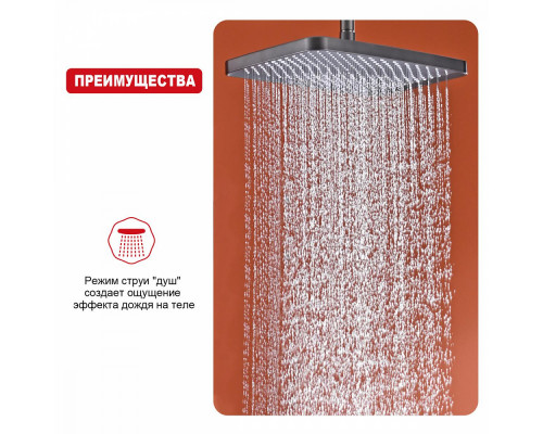 Лейка душевая верхняя Raglo R451.52.09 тропический душ 340*220мм пластик/силикон, графит