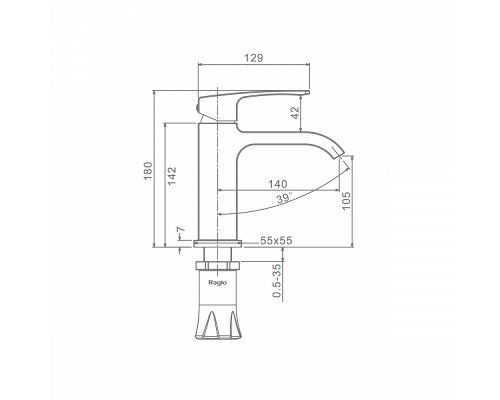 Смеситель Raglo R02.10.23 для раковины монолитный, золото