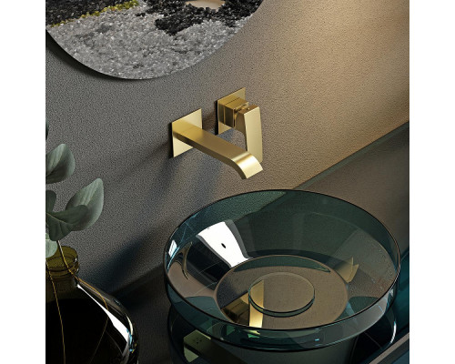 Смеситель Raglo R02.11.03 для раковины встраиваемый монолитный, сатин золотой