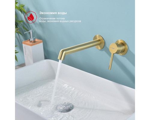 Смеситель Raglo R20.11.03 для раковины встраиваемый монолитный, сатин золотой