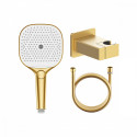 Комплект с лейкой Raglo R476.41.03 для душа душевая лейка 3 режима, шланг 1,5м, держатель лейки латунь, сатин золотой