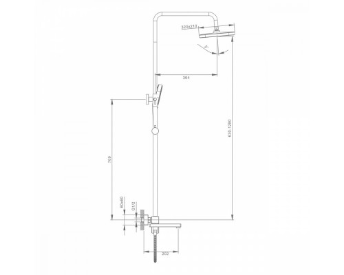 Душевая система Raglo R30.24.03 для ванны и душа излив поворотный 15 см, сатин золотой
