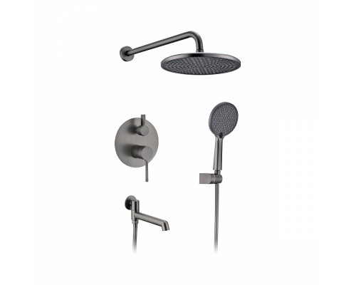 Душевая система Raglo R20.27.09 для ванны и душа встраиваемая на 3 режима излив поворотный 20 см, графит