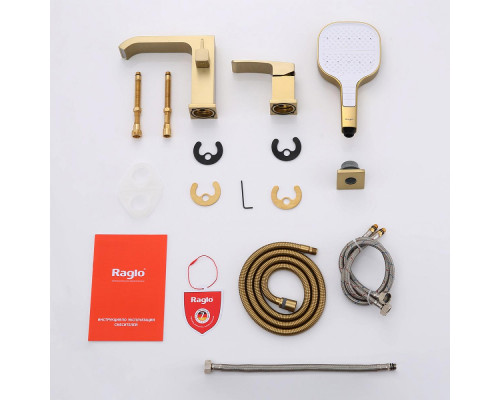 Смеситель Raglo R02.31.03 на борт ванны врезной монолитный, сатин золотой