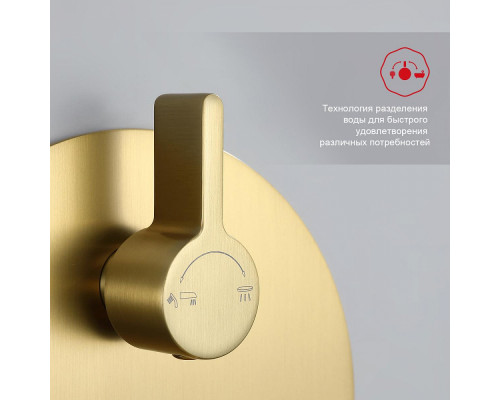 Душевая система Raglo R20.27.03 для ванны и душа встраиваемая на 3 режима излив поворотный 20 см, сатин золотой