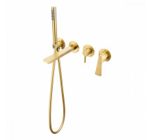 Смеситель Raglo R07.32.03 для ванны и душа встраиваемый излив монолитный 20 см, сатин золотой