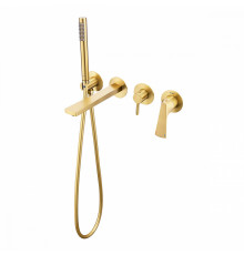 Смеситель Raglo R07.32.03 для ванны и душа встраиваемый излив монолитный 20 см, сатин золотой