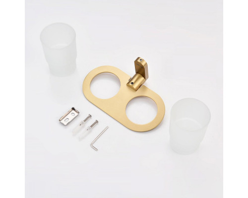 Стакан для зубных щеток с держателем Raglo R300.08.03 двойной,сатин золотой