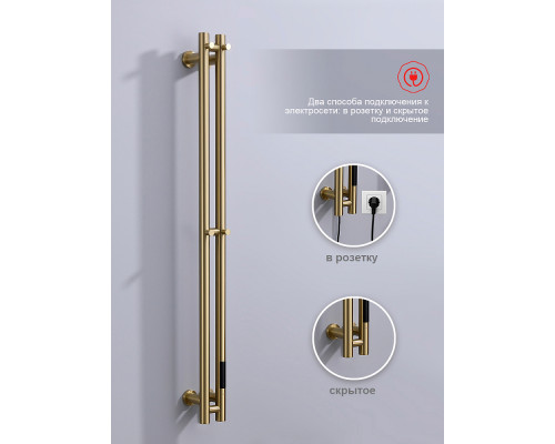 Полотенцесушитель электрический RAGLO R350.11.03 настенный сенсорный узкий с терморегулятором , сатин золотой
