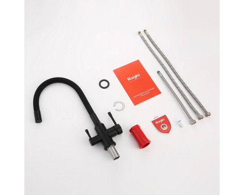 Смеситель Raglo R81.64.06 для кухни с подключением к фильтру излив гибкий поворотный, черный