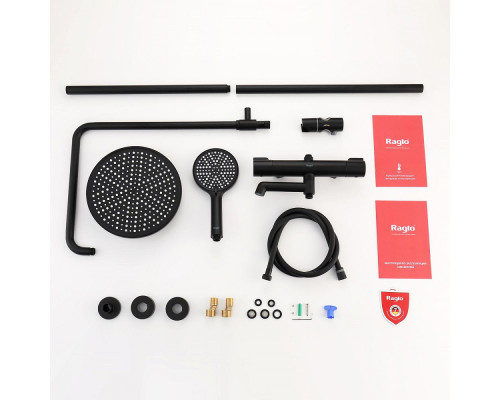 Душевая система Raglo R20.26.06 для ванны и душа с термостатом излив поворотный 15 см, черный