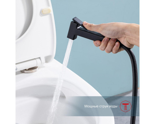 Смеситель Raglo R51.55.06 с гигиеническим душем встраиваемый с полкой и держателем бумаги, черный