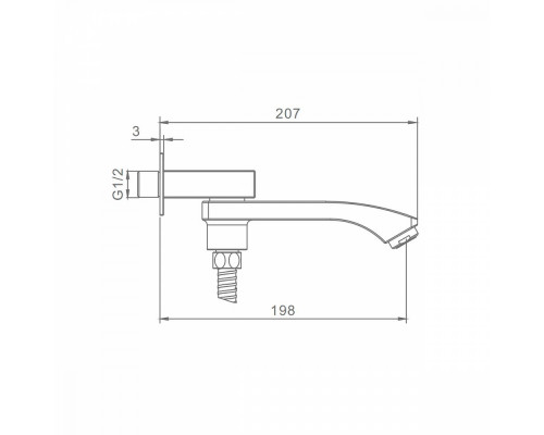 Встраиваемый наполнитель Raglo R473.70.09 для ванны и душа излив поворотный 20см с функцией переключения латунь, графит