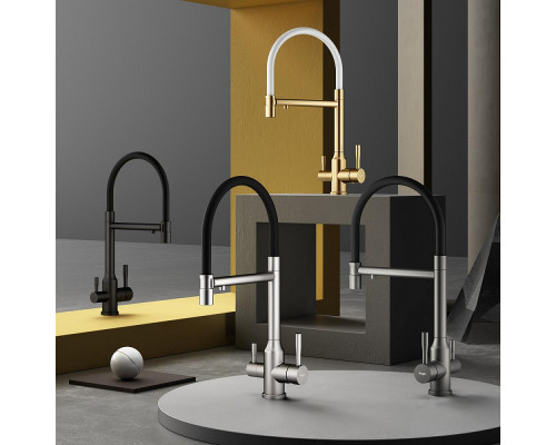 Смеситель Raglo R81.63.06 для кухни с подключением к фильтру съёмный гибкий излив с магнитным фиксатором, черный