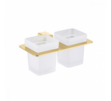 Стакан для зубных щеток с держателем Raglo R301.08.03 двойной,сатин золотой