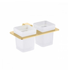 Стакан для зубных щеток с держателем Raglo R301.08.03 двойной,сатин золотой