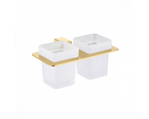 Стакан для зубных щеток с держателем Raglo R301.08.03 двойной,сатин золотой