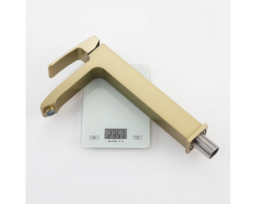 Смеситель Raglo R01.15.03 для раковины высокий монолитный, сатин золотой