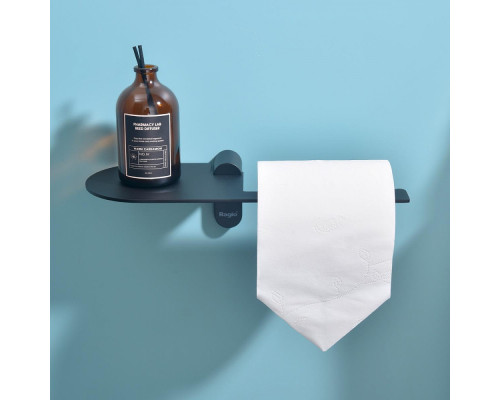 Держатель для туалетной бумаги Raglo R300.03.06 с полкой,черный